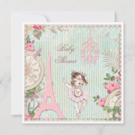 Invitación Princesa de París Ballerina Shabby Chic Baby Showe