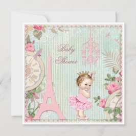 Invitación Princesa de París en Tutu Shabby Chic Baby Shower