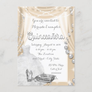 Invitación Princesa de perla de marfil Quinceañera