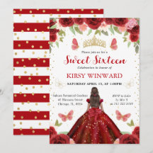 Princesa de Piel Morena con Vestido Rojo Dulces 16