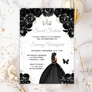 Invitación Princesa de Piel Negra Oscura Dulces Dieciséis