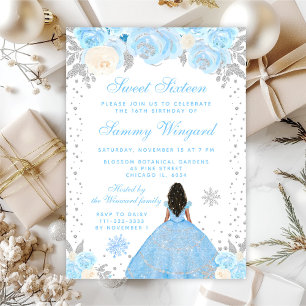 Invitación Princesa de piel oscura y dulce dieciséis de invie