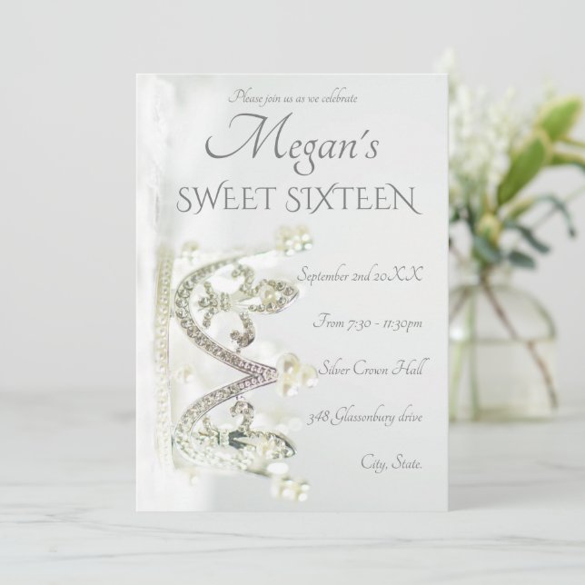 Invitación Princesa de Plata Elegante Moderno Dulce (Anverso de pie)