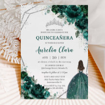 Princesa de plata verde esmeralda de Quinceañera