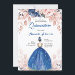 Invitación Princesa de Quinceañera Azul Marino Cumpleaños 15<br><div class="desc">Princesa de Quinceañera Azul Marino Cumpleaños 15 Español</div>