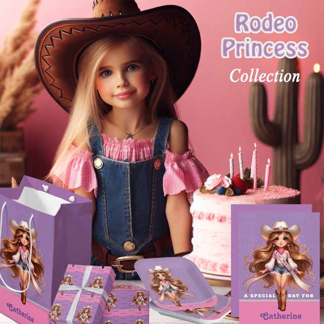 Invitación Princesa de Rodeo Vaquera del Oeste 1 Personalizad (Rodeo Princess collection cowgirl birthday party supplies and gift ideas)