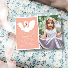Invitación Princesa de Swan Chica rosa moderno foto de cumple
