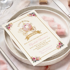 Invitación Princesa de transporte rosa Baby Shower de cuento 