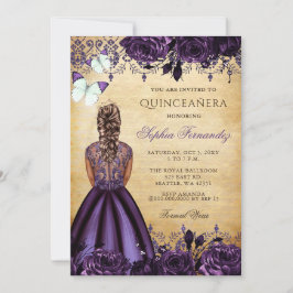 Invitación Princesa de Vintage Morple Butterfly Quinceañera