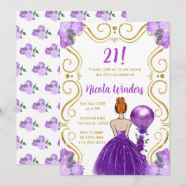 Invitación Princesa del Cabello Rojo del Partido del Cumpleañ