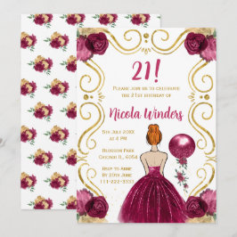 Invitación Princesa del Cabello Rojo del Partido del Cumpleañ