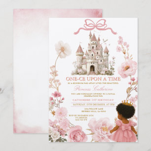 Invitación Princesa del Castillo Rosa Un-vez en un Tiempo Cum