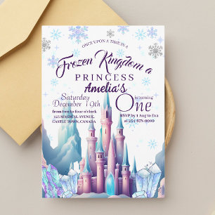 Invitación Princesa del Reino Congelado Primer Fiesta de cump
