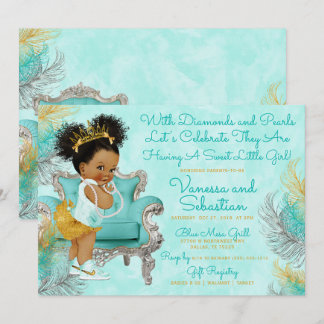 Invitación Princesa Diamantes y Perlas Baby Shower