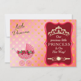 Invitación Princesa Diamond Gold Tiara Red Baby Shower