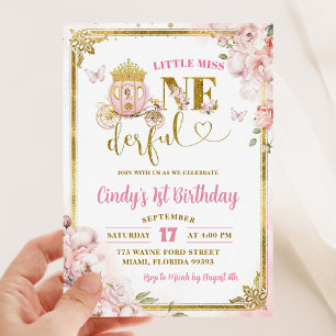 Invitación Princesa Dorada Rosa