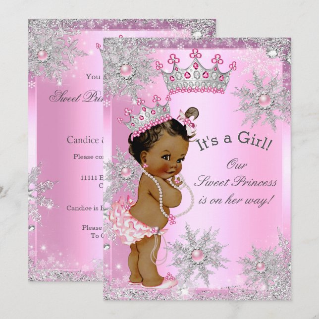 Invitación Princesa dulce étnica Baby Shower Wonderland Rosa (Anverso / Reverso)