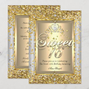 Invitación Princesa Dulces 16 Cumpleaños Fiesta Plateada Gris