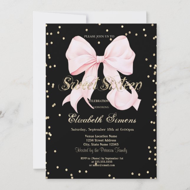 Invitación Princesa Dulces 16 Diamantes con Lazo R (Anverso)