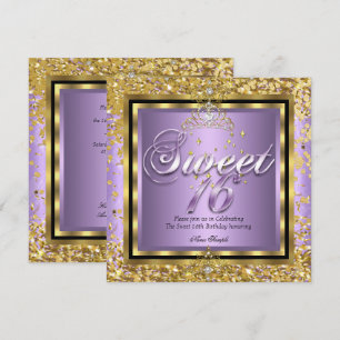 Invitación Princesa Dulces 16 Oro Lila Morado Fiesta