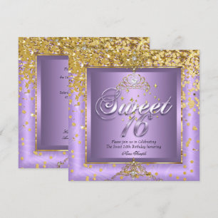 Invitación Princesa Dulces 16 Oro Lila Morado Fiesta 2