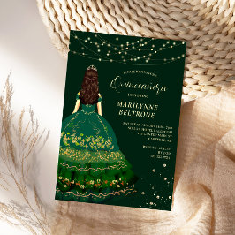 Invitación Princesa Ecológica Emergente y Oro Quinceañera