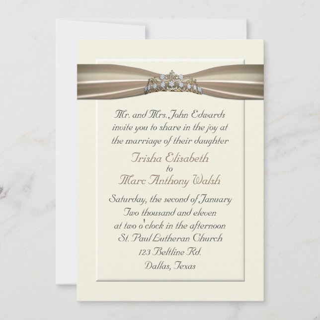 Invitación Princesa elegante Wedding Invitation (Anverso)