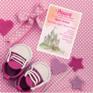 Invitación Princesa en camino, baby shower castillo