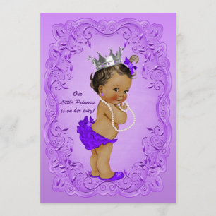 Invitación Princesa Étnica Baby Shower Ornate Purple Frame