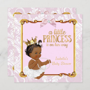 Invitación Princesa étnica Baby Shower Oro blanco rosado