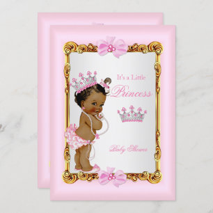 Invitación Princesa étnica Baby Shower Perlas rosadas Tiara