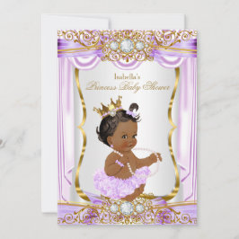 Invitación Princesa Étnica Baby Shower Purple Silk Gold