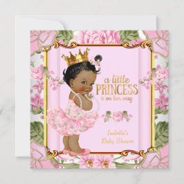 Invitación Princesa étnica Baby Shower Rosa Floral