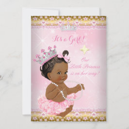 Invitación Princesa étnica Baby Shower Rosa Tutu Oro Tiara A