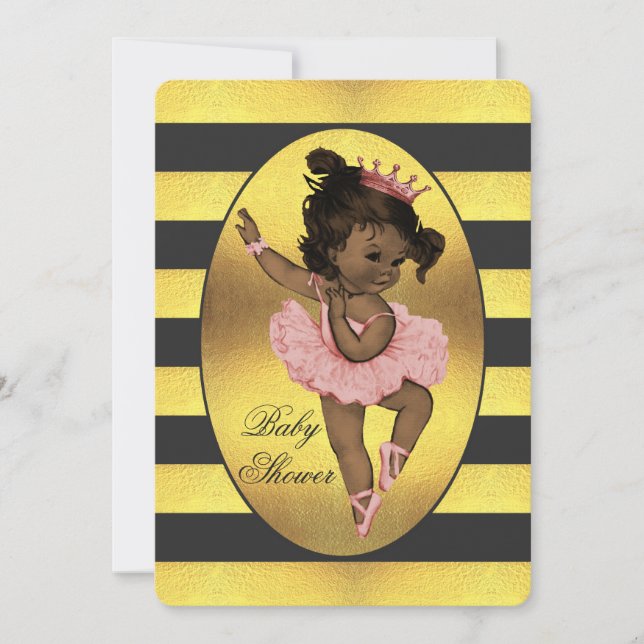 Invitación Princesa étnica Ballerina Bandas de Oro Baby Showe (Anverso)