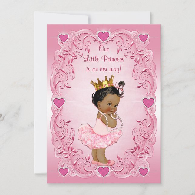 Invitación Princesa Étnica Ballerina Love Hearts Baby Shower (Anverso)