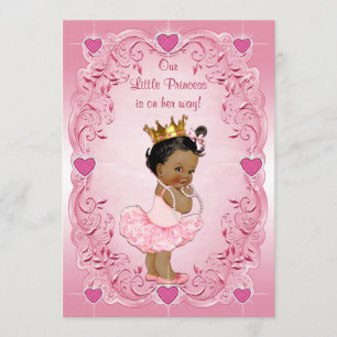 Invitación Princesa Étnica Ballerina Love Hearts Baby Shower