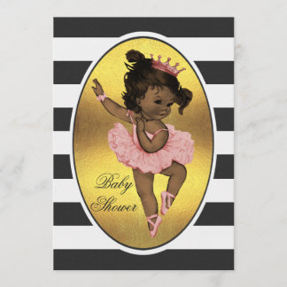 Invitación Princesa étnica Ballerina Relieve metalizado dorad