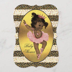 Invitación Princesa étnica Ballerina Stripes Dots Baby Shower