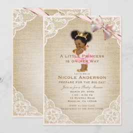 Invitación Princesa Étnica Baño Rústico Vintage para Bebé Niñ