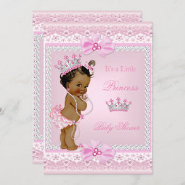 Invitación Princesa étnica Chica de Baby Shower Perlas rosada
