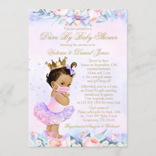 Invitación Princesa Étnica Con Máscara En La Ducha De Bebé Dr