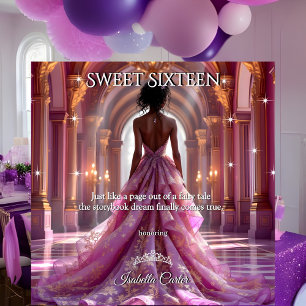 Invitación Princesa Étnica Cumpleaños Sweet 16 Rosa Púrpura