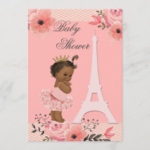 Invitación Princesa Étnica de la Torre Eiffel en Tutu