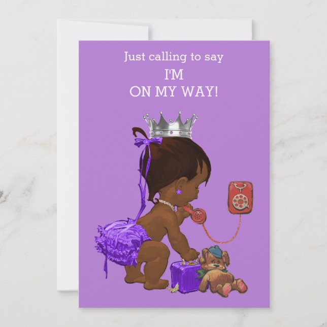 Invitación Princesa étnica en Baby Shower morado por teléfono (Anverso)