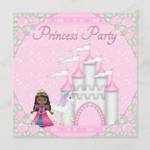 Invitación Princesa Étnica, Fiesta de Princesa Unicornio y Ca