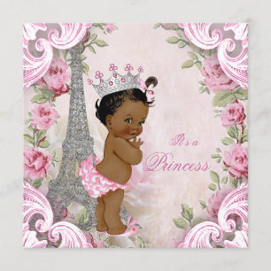 Invitación Princesa Étnica Paris Vintage Floral Baby Shower