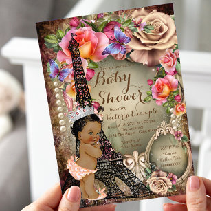 Invitación Princesa étnica vintage París Baby Shower