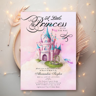 Invitación Princesa Fairytale Castle Pink Baby Shower