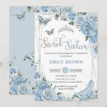 Princesa Floral Azul Bebé Dulce Dieciséis